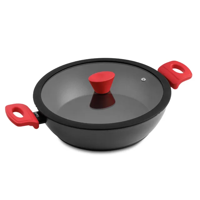 castey-red-cacerola-baja-28-cm-re-r28-de-aluminio-100-reciclado-con-tapa-de-cris image 1