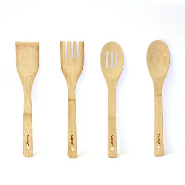 castey-juego-de-4-utensilios-de-cocina-de-bamb-tenedor-esp-tula-cuchara-y-cuchar image 1