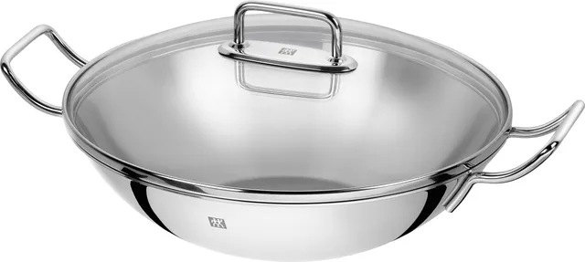 zwilling-plus-wok-acero-inoxidable-18-10-32-cm-con-tapa-de-vidrio-y-rejilla-apto image 1