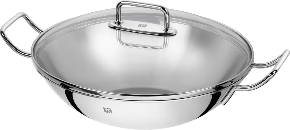 zwilling-plus-wok-acero-inoxidable-18-10-32-cm-con-tapa-de-vidrio-y-rejilla-apto image 1