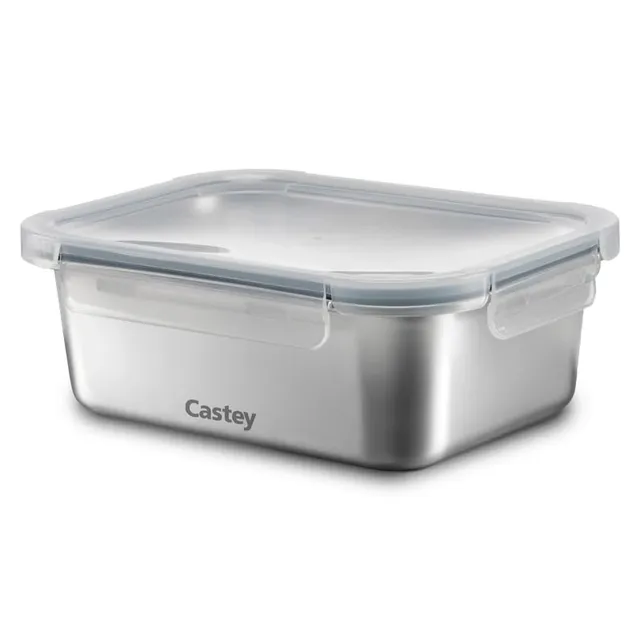 castey-envase-rectangular-de-acero-inoxidable-800-ml-cierre-herm-tico-apto-micro image 1
