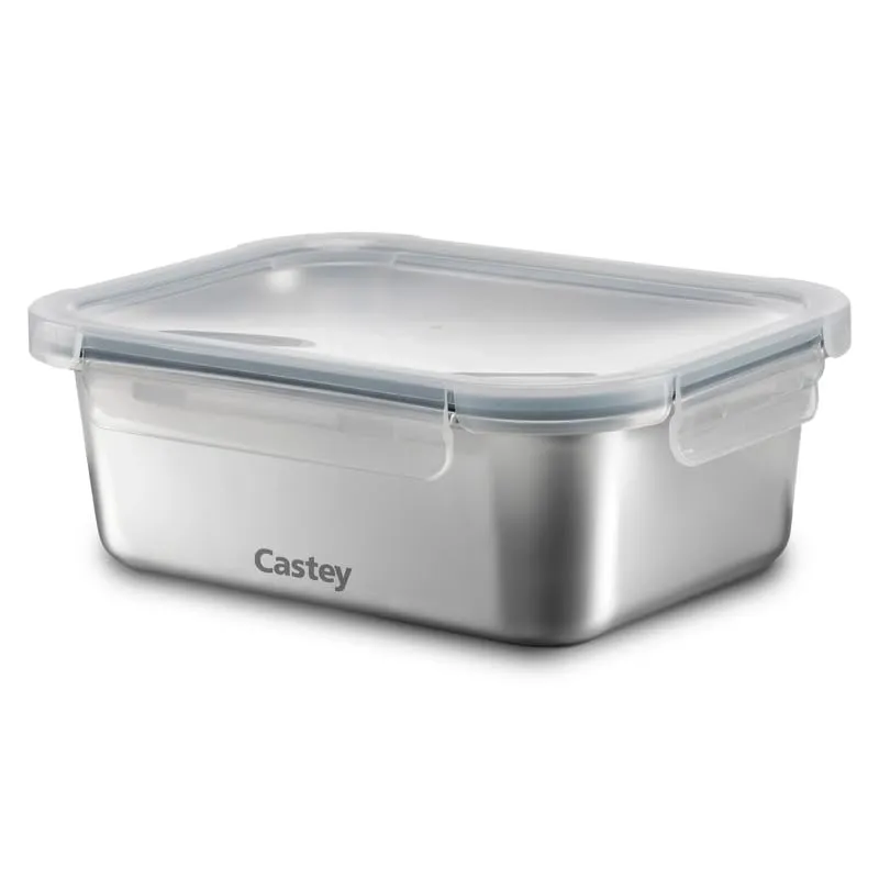 castey-envase-rectangular-de-acero-inoxidable-800-ml-cierre-herm-tico-apto-micro image 1