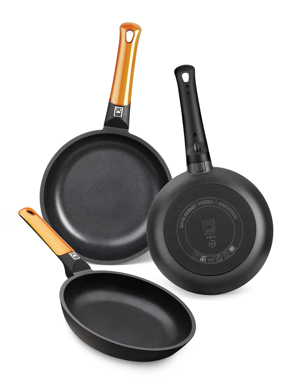 bra-efficient-orange-set-de-3-sartenes-de-aluminio-fundido-20-24-28-cm-recubrimi image 1