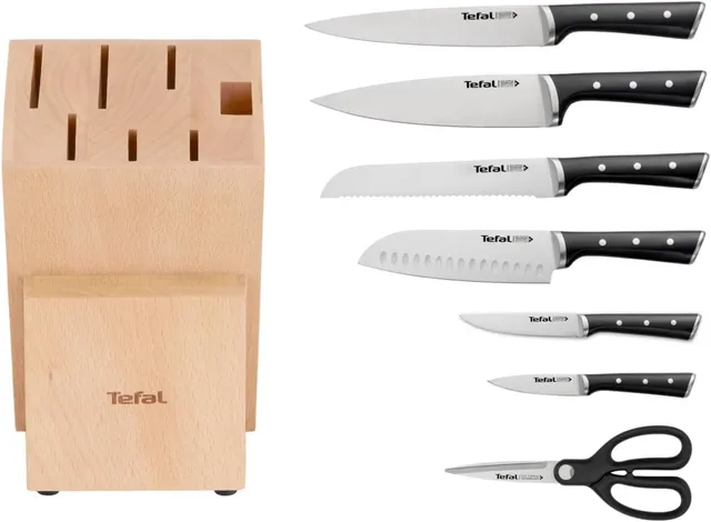 tefal-ice-force-bloque-de-7-cuchillos-de-acero-inoxidable-alem-n-con-bloque-de-m image 1