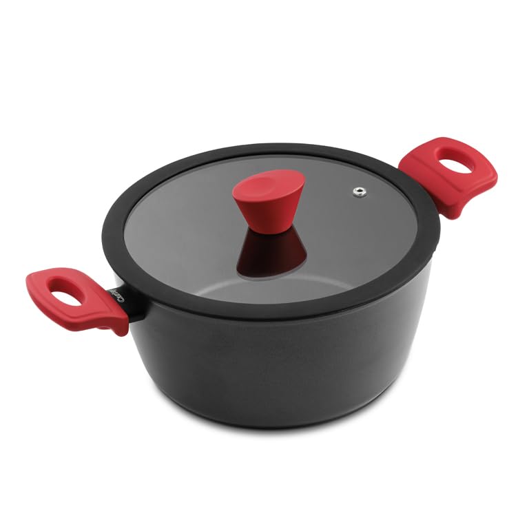 castey-red-cacerola-alta-de-aluminio-100-reciclado-antiadherente-con-tapa-de-cri image 1