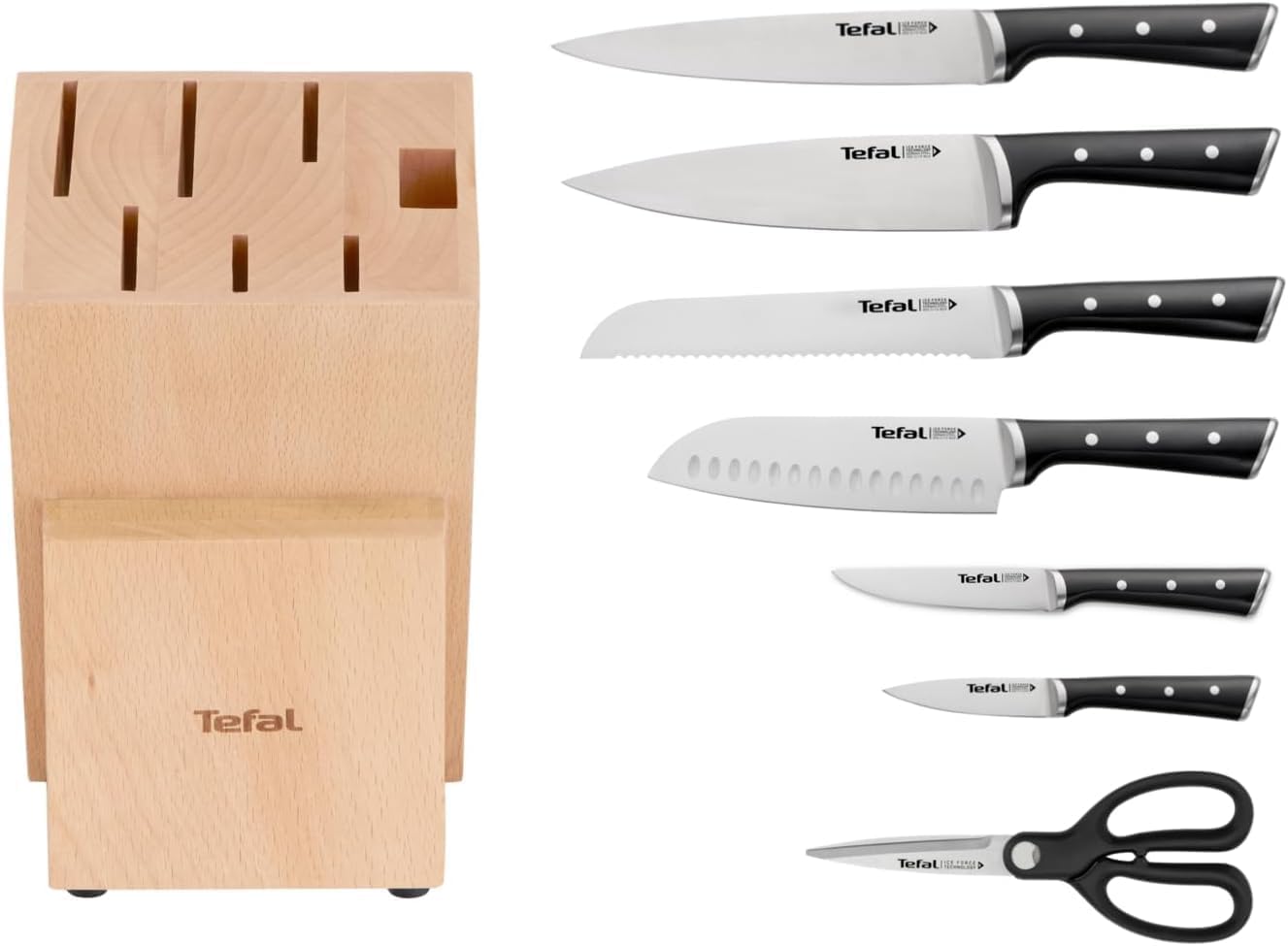 tefal-ice-force-bloque-de-7-cuchillos-de-acero-inoxidable-alem-n-con-bloque-de-m image 1
