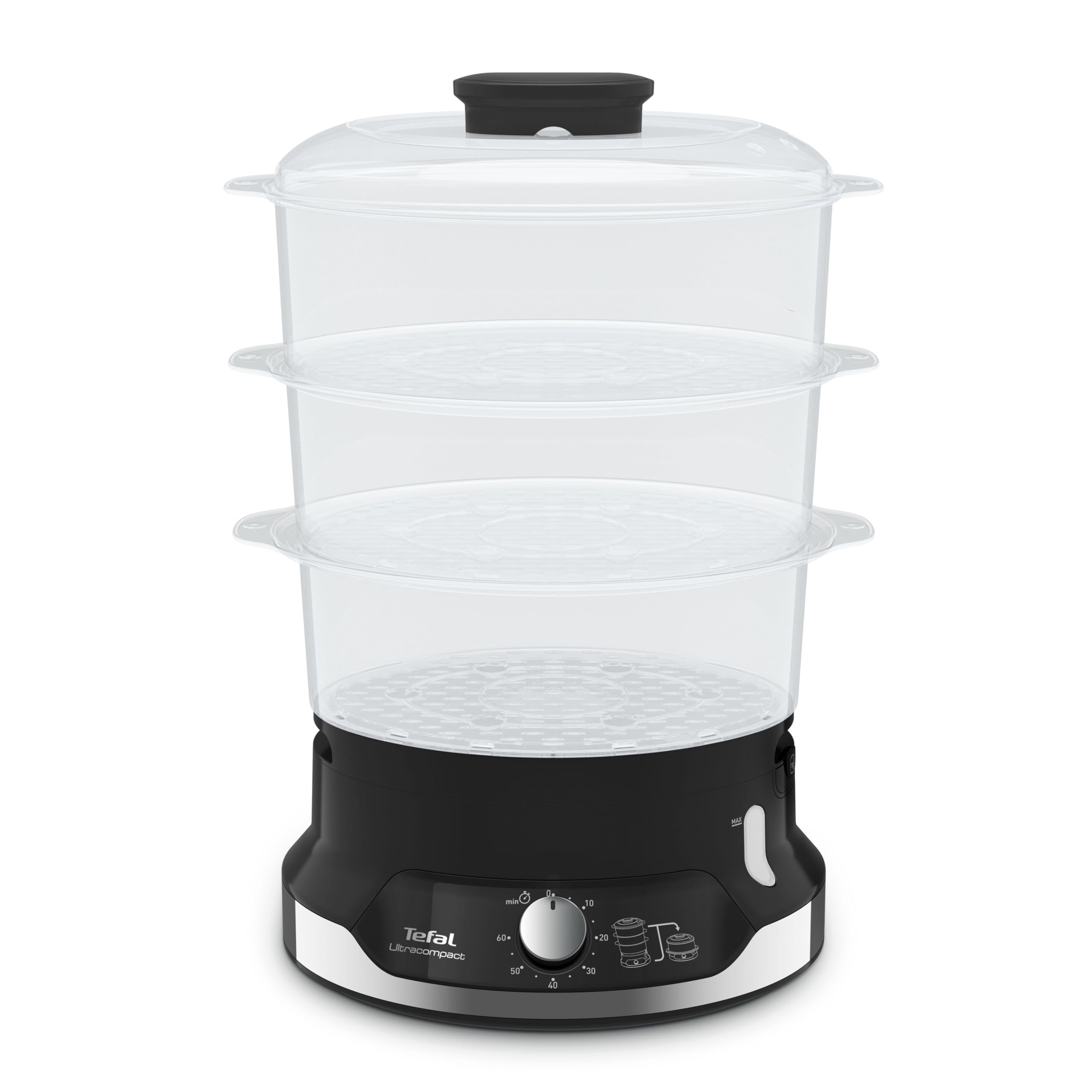 tefal-ultracompact-vc2048-vaporera-el-ctrica-de-9-l-800-w-3-bandejas-apilables-s image 1