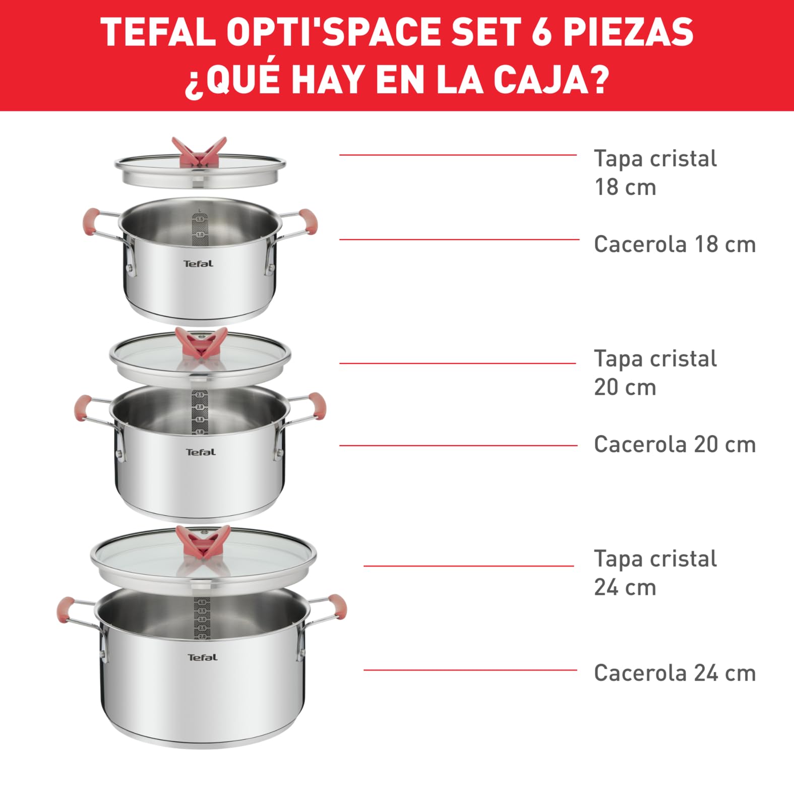 tefal-optispace-juego-de-3-ollas-18-20-24-cm-3-tapas-de-cristal-acero-inoxidable image 2