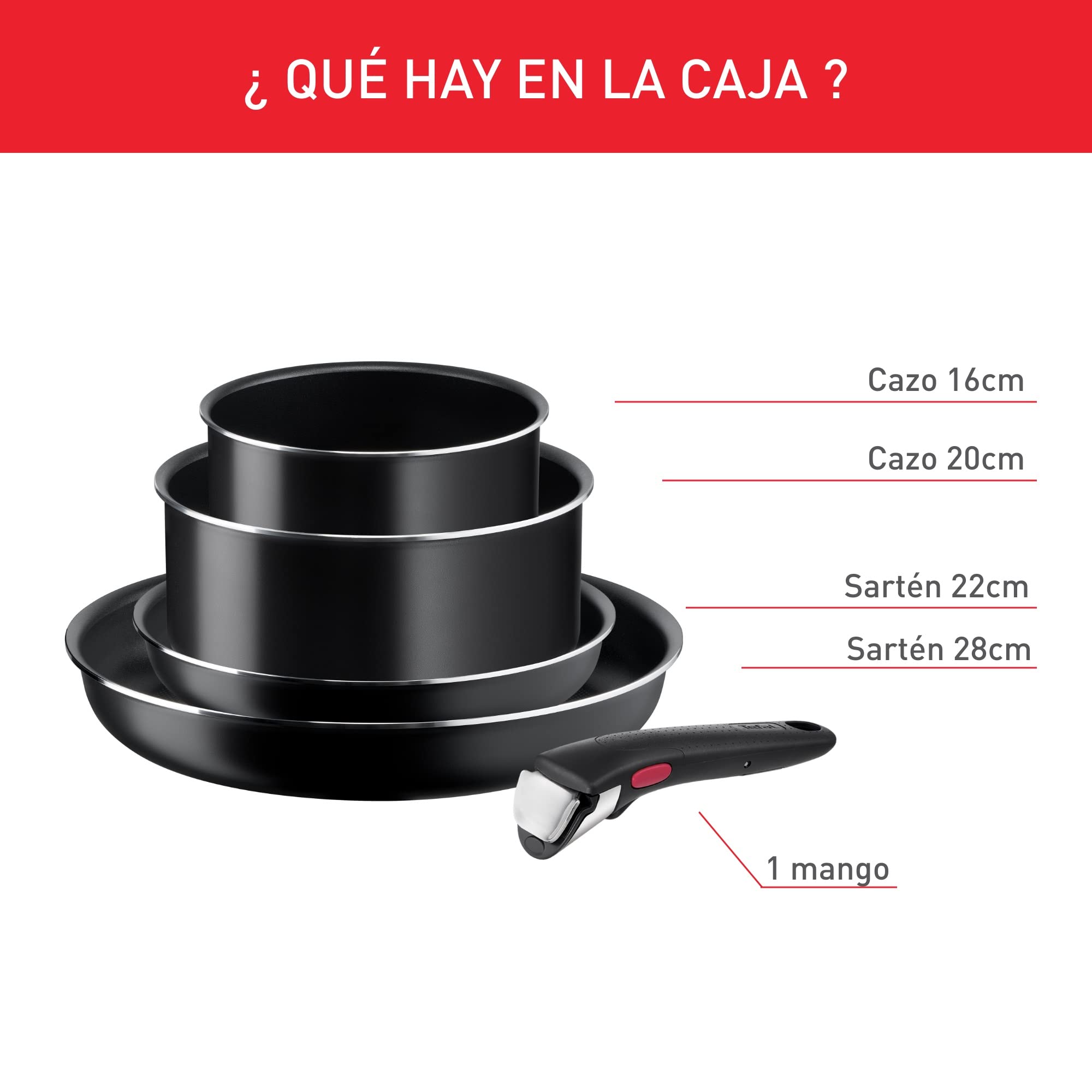 tefal-ingenio-easy-on-set-de-5-piezas-2-sartenes-22-28-cm-2-cazos-16-20-cm-y-man image 2