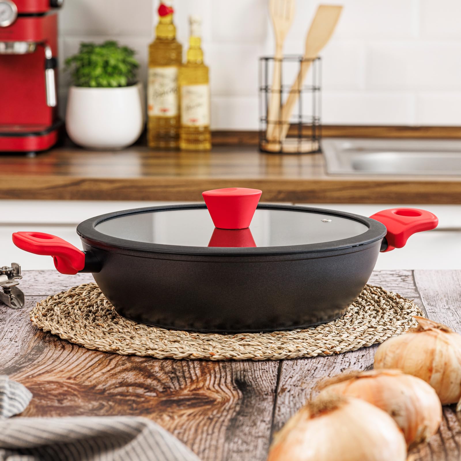 castey-red-cacerola-baja-28-cm-re-r28-de-aluminio-100-reciclado-con-tapa-de-cris image 3