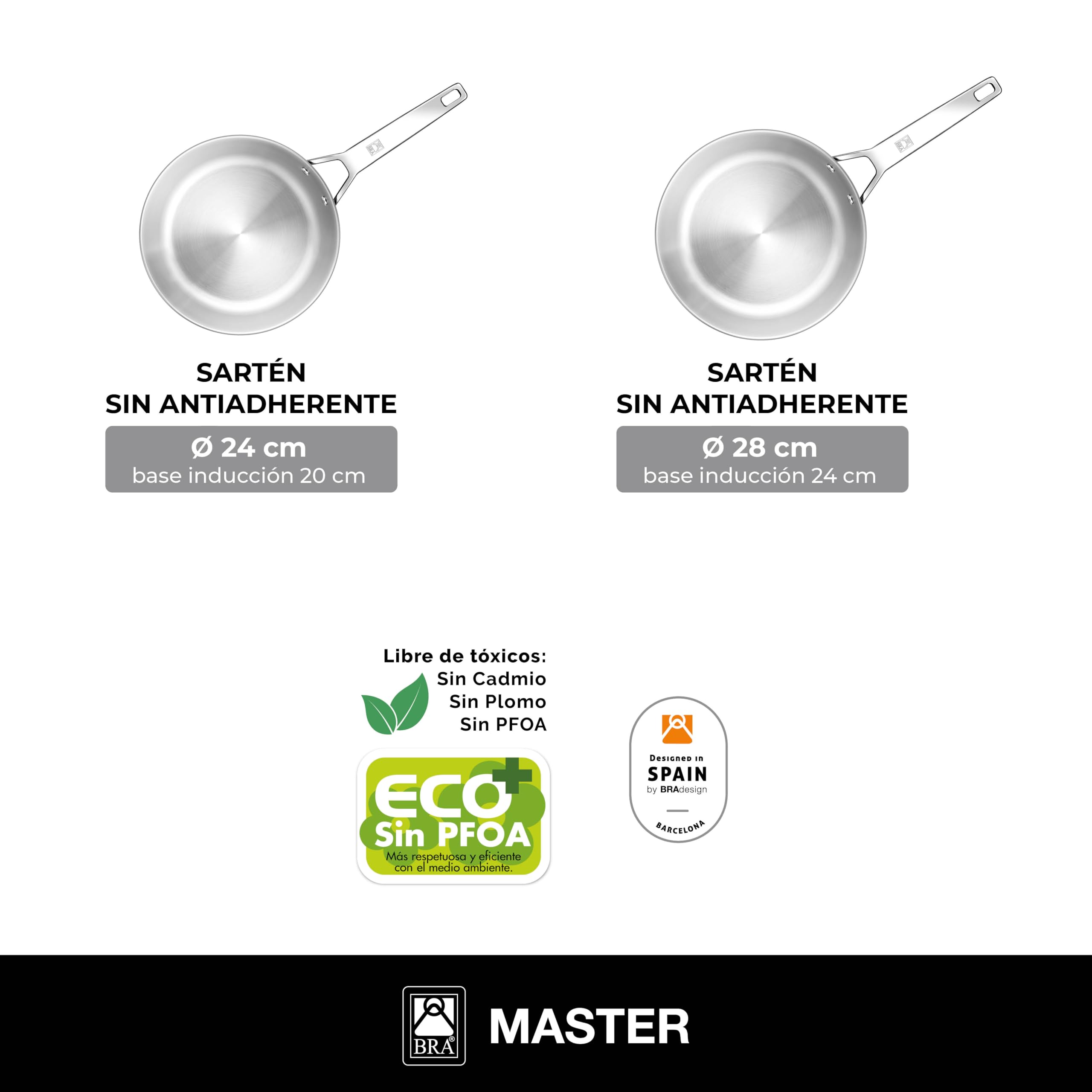 bra-master-set-de-2-sartenes-24-y-28-cm-acero-inoxidable-18-10-sin-antiadherente image 2