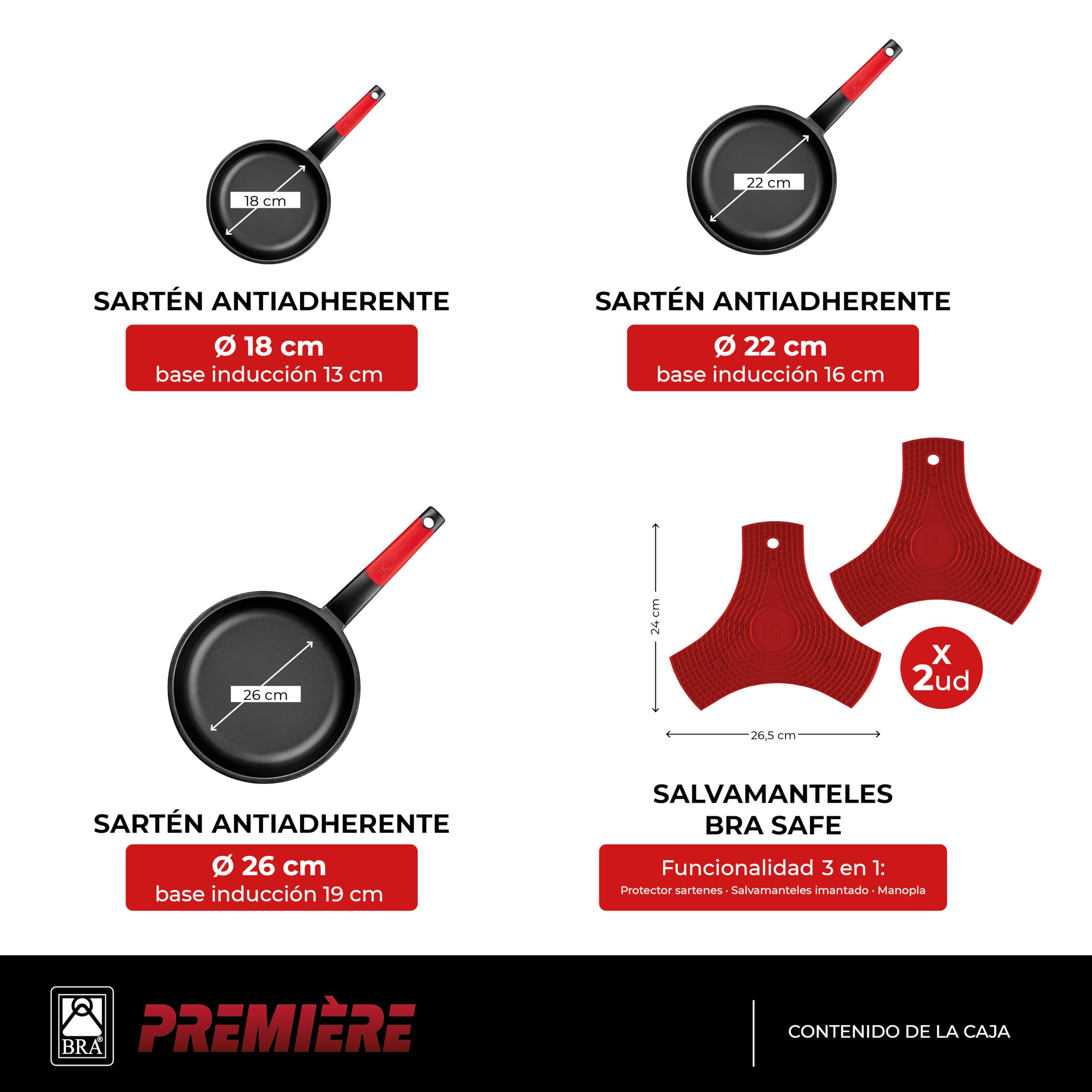 bra-premiere-set-de-3-sartenes-18-22-26-cm-aluminio-fundido-tricapa-antiadherent image 2
