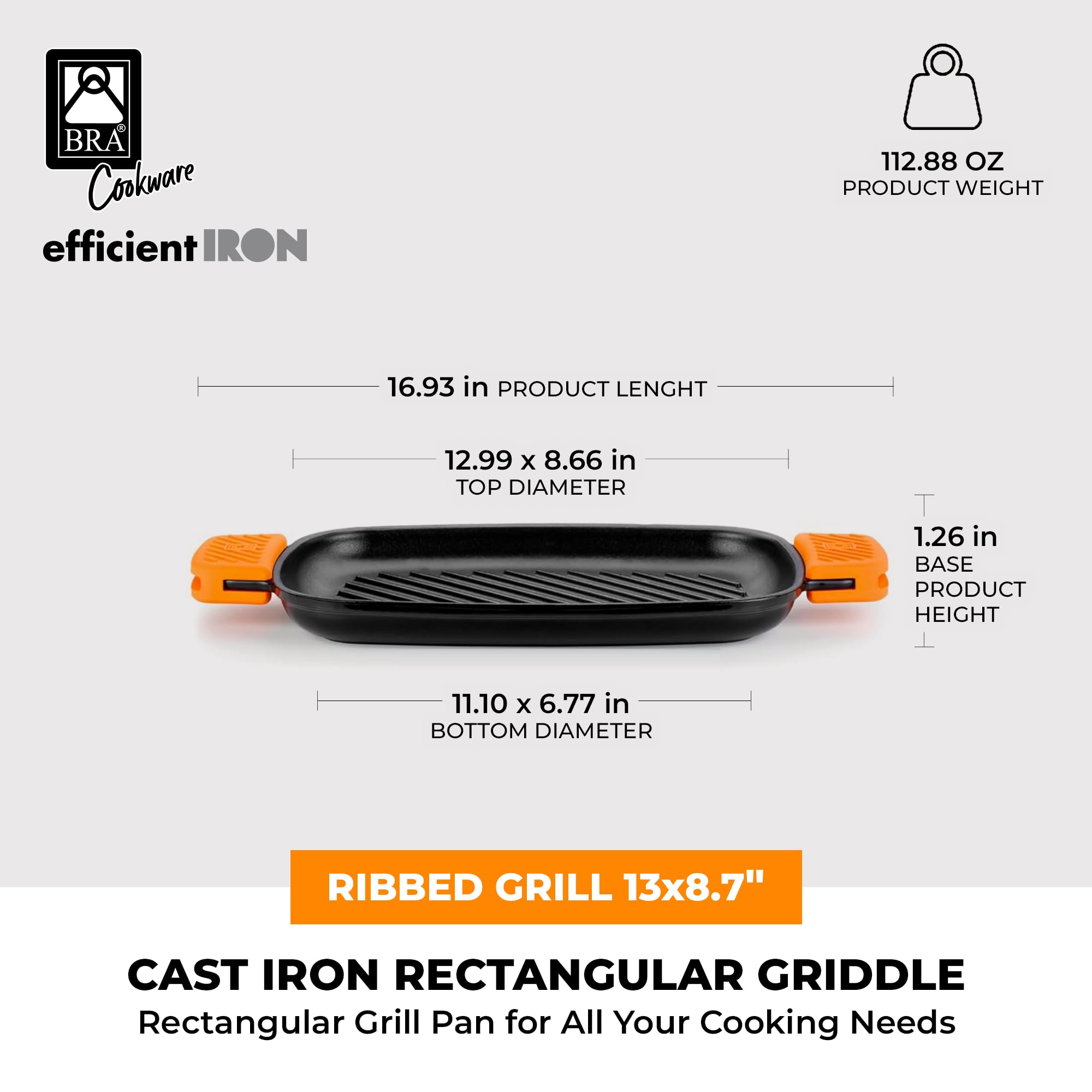 bra-efficient-iron-parrilla-rectangular-con-rayas-33-cm-de-hierro-fundido-esmalt image 2