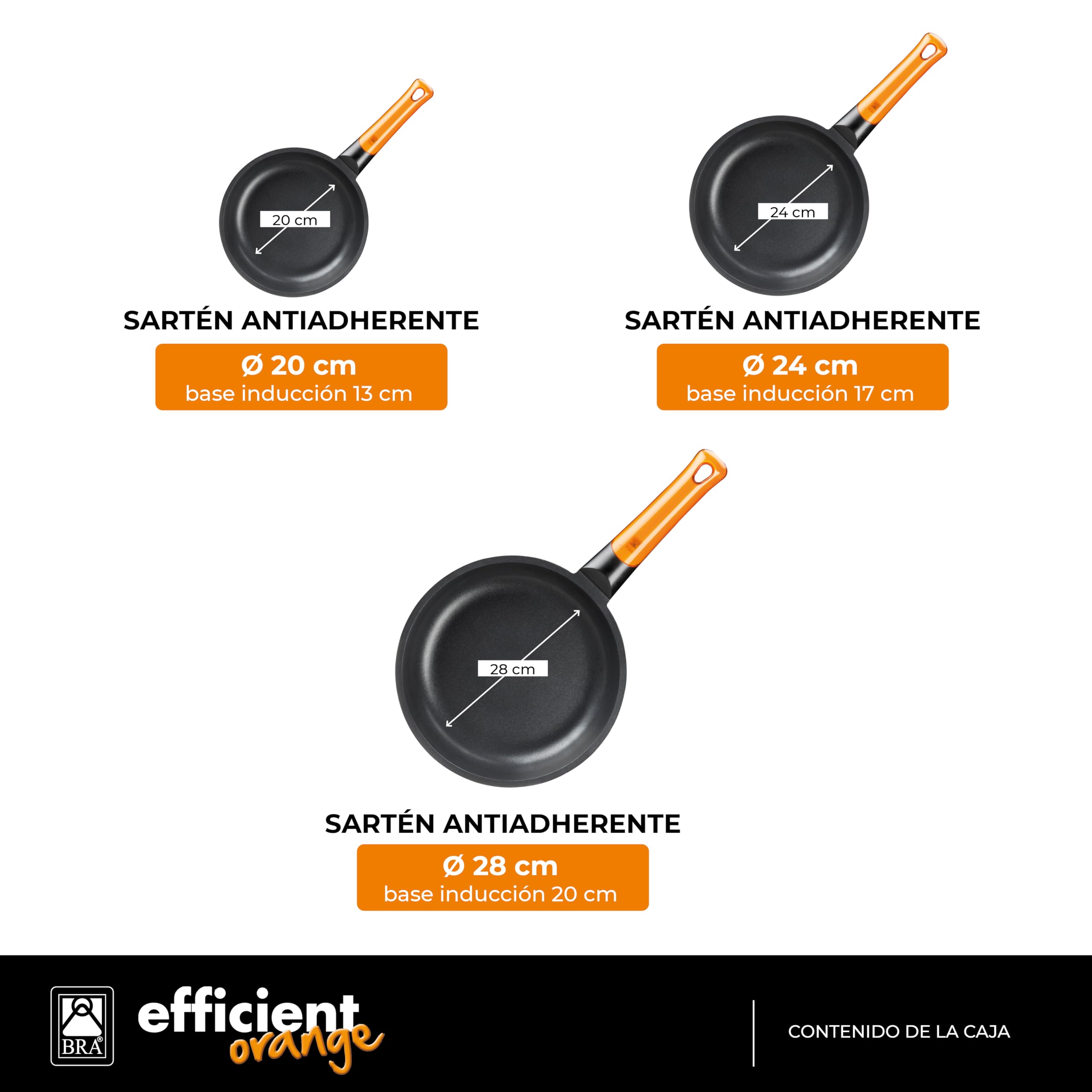 bra-efficient-orange-set-de-3-sartenes-de-aluminio-fundido-20-24-28-cm-recubrimi image 2